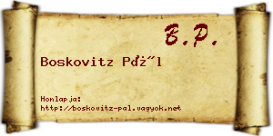 Boskovitz Pál névjegykártya